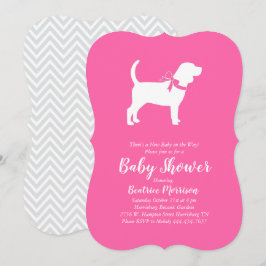 Beagle Hund Baby Shower Girl Rosa Inbjudningar