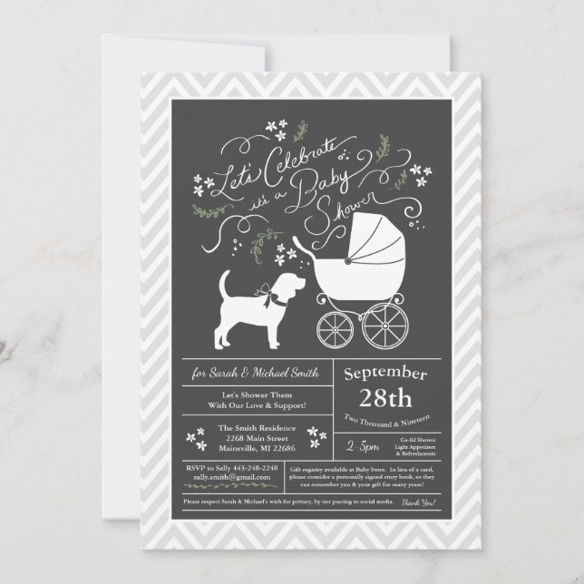 Beagle Hund Baby Shower Kön Neutral Inbjudningar (Framsida)