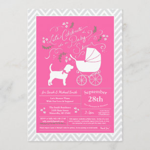 Beagle Hund Baby Shower Rosa Girl Inbjudningar
