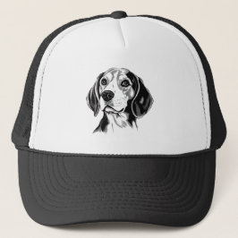 Beagle Hund Black and White Outline Silhouette Keps
