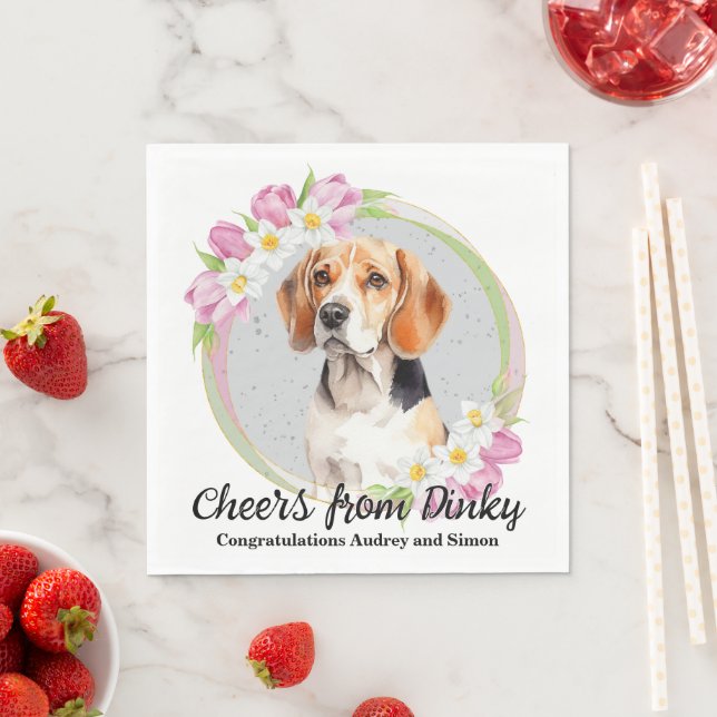 Beagle Hund Bröllops Servetter Med Hund Foto (Insitu)