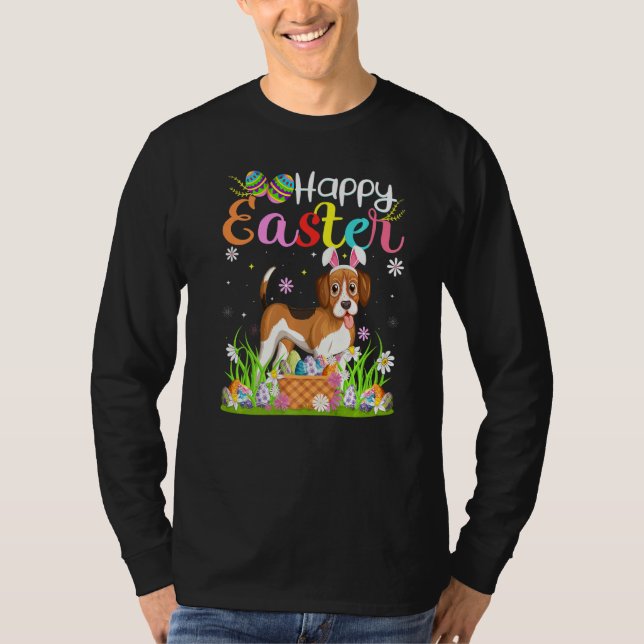 Beagle Hund Bunny Egg Hunting Beagle Glad påsk T Shirt (Framsida)