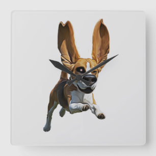 Beagle Hund Caricature Wall Clock Fyrkantig Klocka