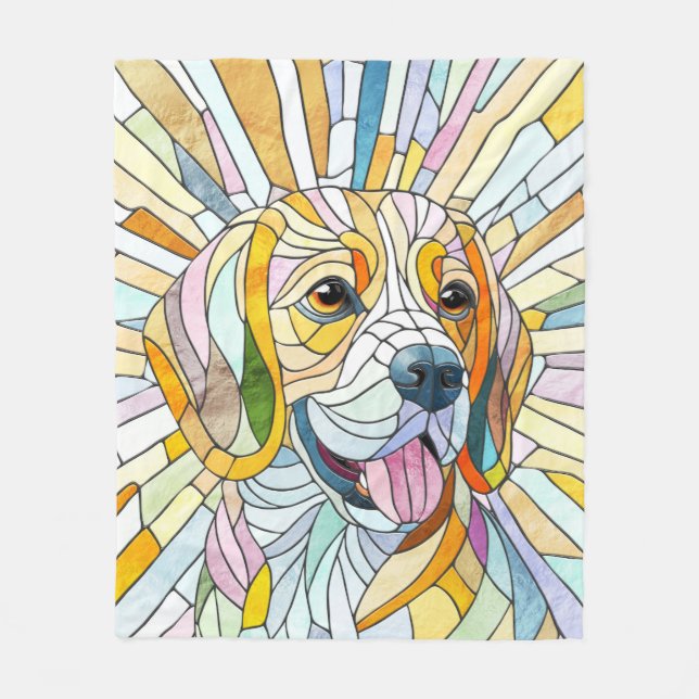 Beagle hund - Colorful Mosaic art Fleecefilt (Framsidan)