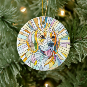 Beagle hund - Colorful Mosaic art Julgransprydnad Keramik