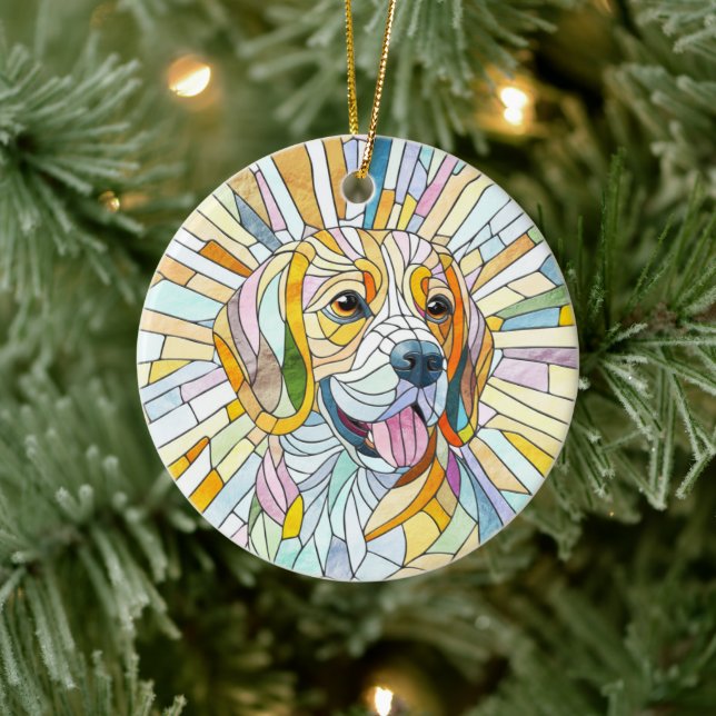 Beagle hund - Colorful Mosaic art Julgransprydnad Keramik (Träd)