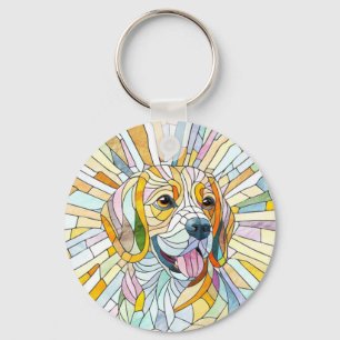 Beagle hund - Colorful Mosaic art Nyckelring