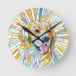 Beagle hund - Colorful Mosaic art Rund Klocka