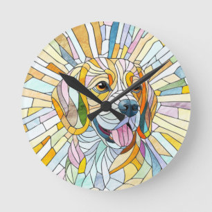 Beagle hund - Colorful Mosaic art Rund Klocka