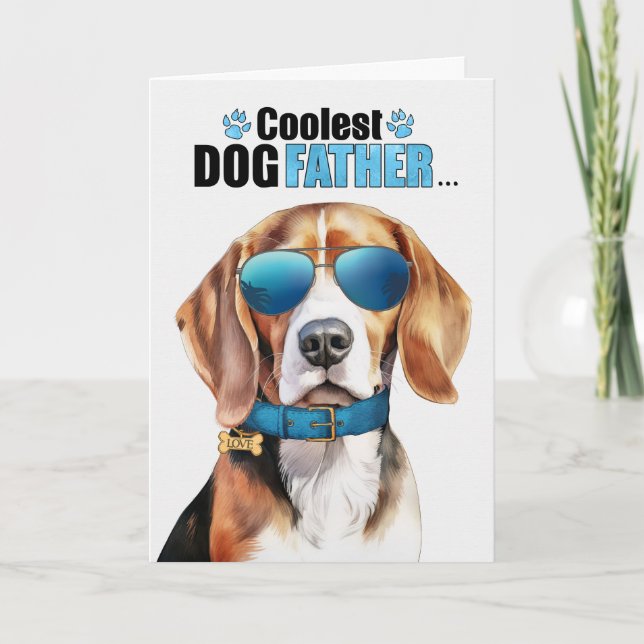 Beagle Hund Coolest Pappa Fars dag Helgkort (Framsida)