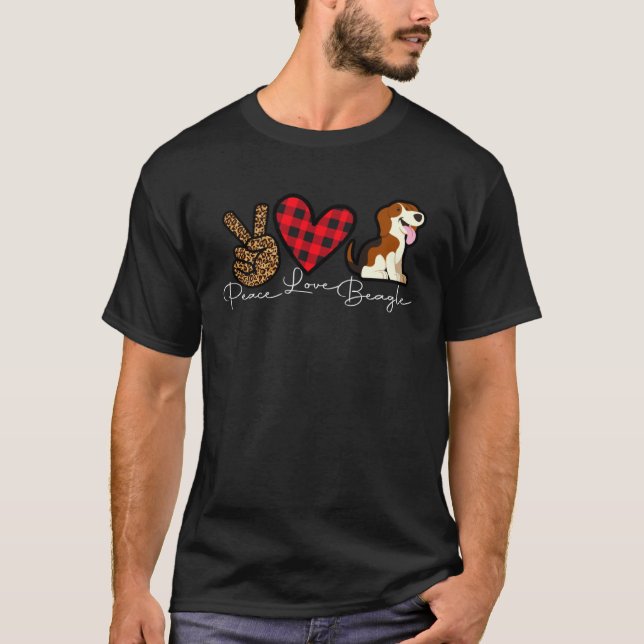 Beagle Hund Cute Peace Kärlek Puppy T Shirt (Framsida)