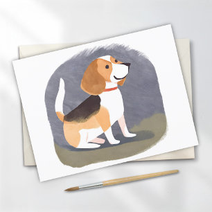 Beagle Hund   Cute Pet Hund Puppy Watercolor Vykort
