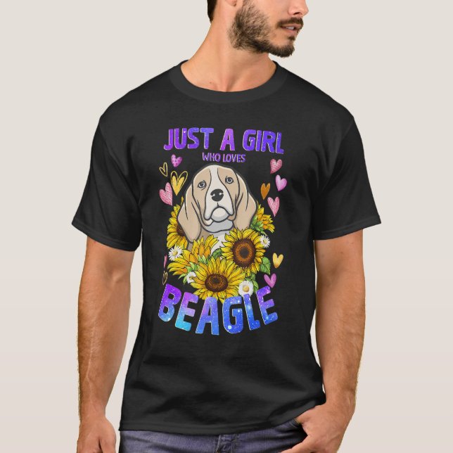 Beagle Hund Cute Puppy Girl T Shirt (Framsida)