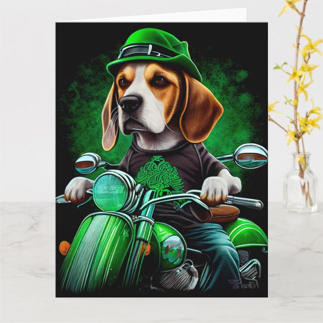 Beagle Hund Cycle St. Patrick's Day Kort (Gul blomma)
