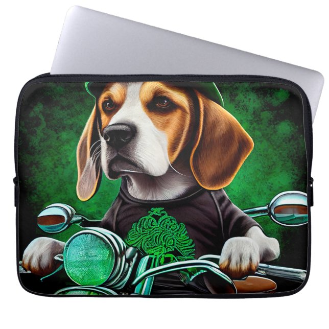 Beagle Hund Cycle St. Patrick's Day Laptop Fodral (Framsidan)