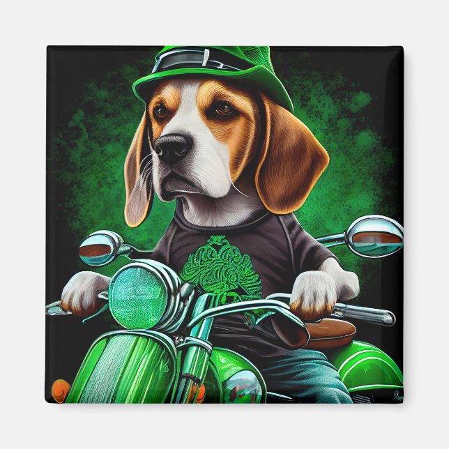 Beagle Hund Cycle St. Patrick's Day Magnet (Framsidan)