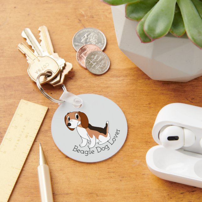 Beagle Hund Design Valfri Bakgrundsfärg Nyckelring (Skrivbord)