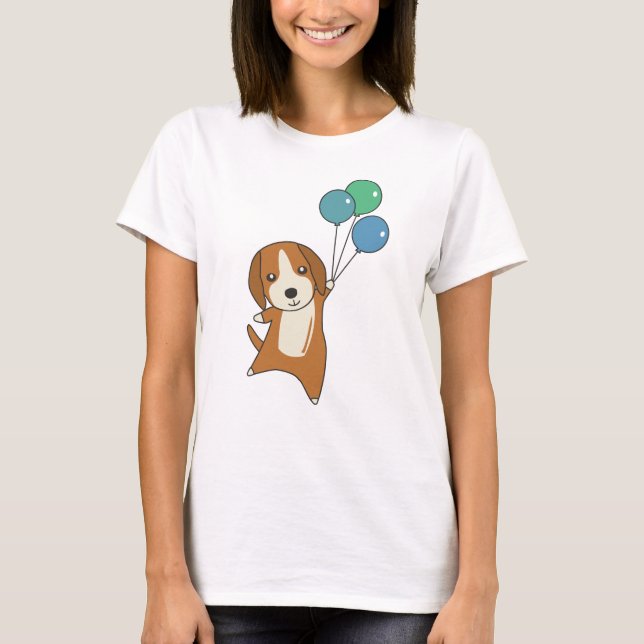 Beagle Hund flyger upp med ballonger T Shirt (Framsida)