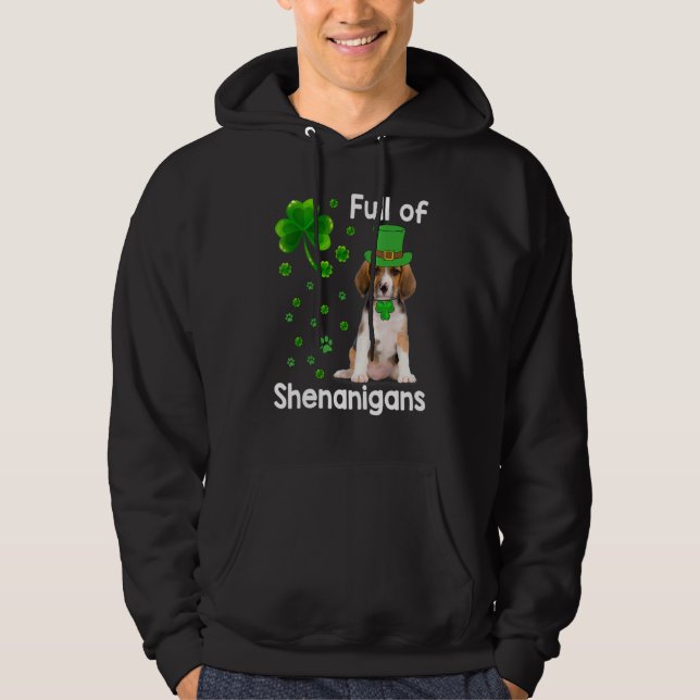 Beagle Hund Fullt of Shenanigans Leprechaun St Pat Hoodie (Framsida)