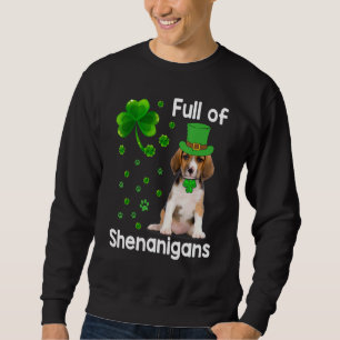 Beagle Hund Fullt of Shenanigans Leprechaun St Pat Lång Ärmad Tröja