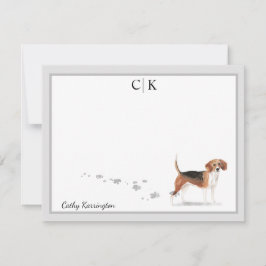 Beagle Hund Gräns Monogram ditt namn Anteckningskort