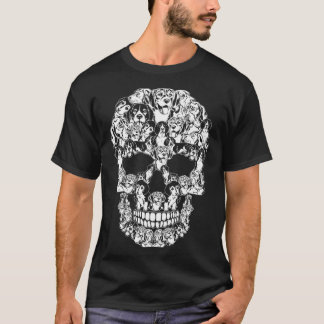 Beagle Hund Graphic Halloween Skullstugor T Shirt