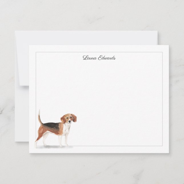 Beagle Hund Grått Gräns Personlig Stationery Anteckningskort (Framsida)