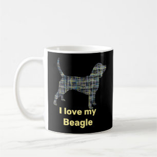 Beagle Hund Gult & Black Grid Line Kaffemugg