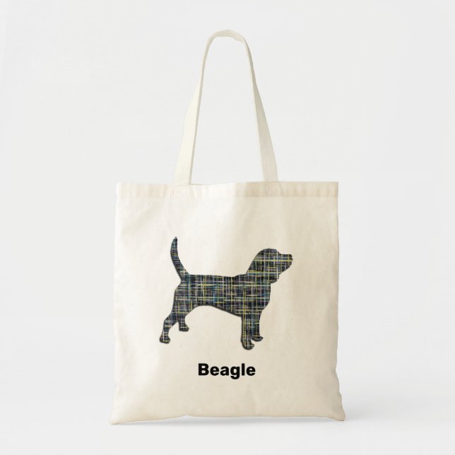 Beagle Hund Gult & Black Grid Line Tygkasse (Framsidan)