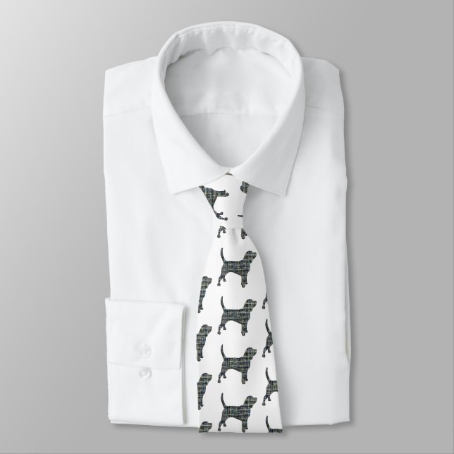 Beagle Hund Gult & Blue Grid Linjer White Tie Slips (Bunden)