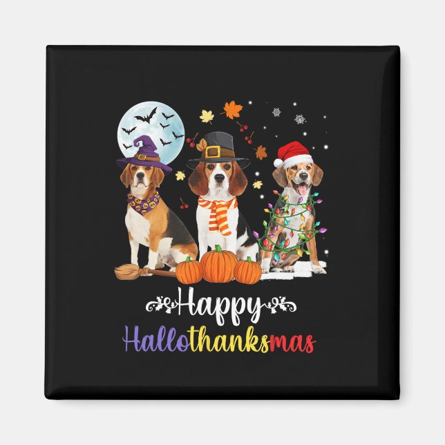 Beagle Hund Halloween God jul Lycklig Halloth Magnet (Framsidan)