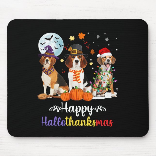 Beagle Hund Halloween God jul Lycklig Halloth Musmatta (Framsidan)