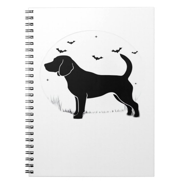 Beagle Hund - Halloween Måne Silhouette Oversized  Anteckningsbok (Framsidan)
