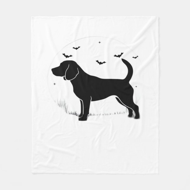 Beagle Hund - Halloween Måne Silhouette Oversized  Fleecefilt (Framsidan)