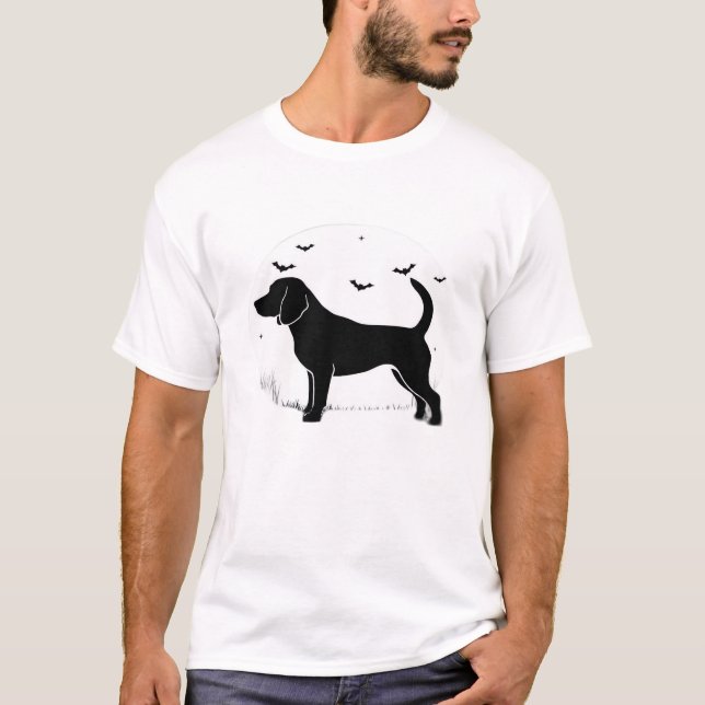 Beagle Hund � Halloween Moon Silhouette Överstor T Shirt (Framsida)
