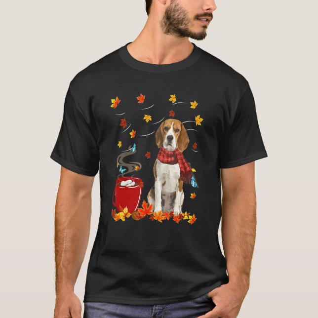 Beagle Hund Halsduk Höst Choklad Höst T Shirt (Framsida)