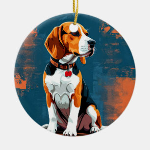 Beagle Hund i Abstrakt Bakgrund Julgransprydnad Keramik