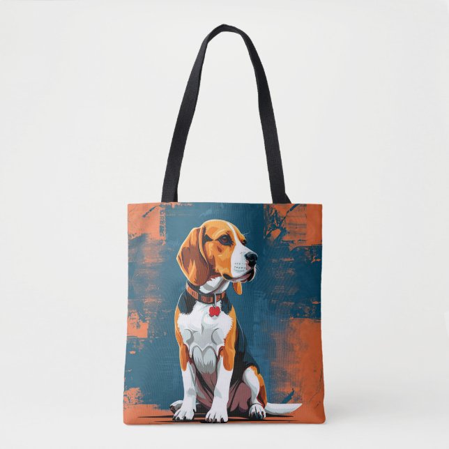 Beagle Hund i Abstrakt Bakgrund Tygkasse (Framsida)