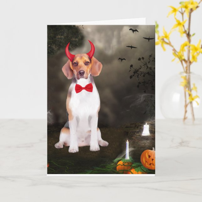 Beagle hund i Halloween-kostym  Kort (Gul blomma)