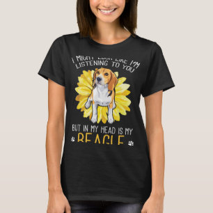 Beagle-Hund i mitt huvud är min beagle-solros T Shirt