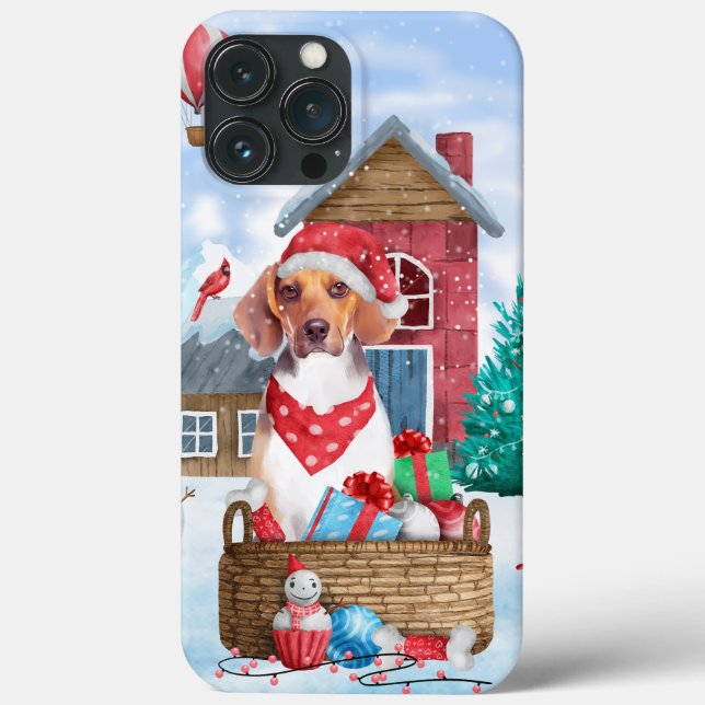Beagle Hund I snö Jul Hund Hus (Baksida)