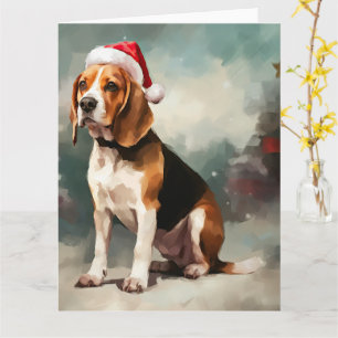 Beagle Hund i Snö jul Kort