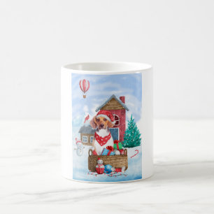 Beagle Hund i snö julhuset Hund House Kaffemugg