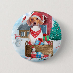 Beagle Hund i snö julhuset Hund House Knapp