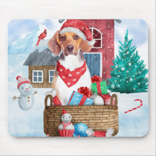 Beagle Hund i snö julhuset Hund House Musmatta