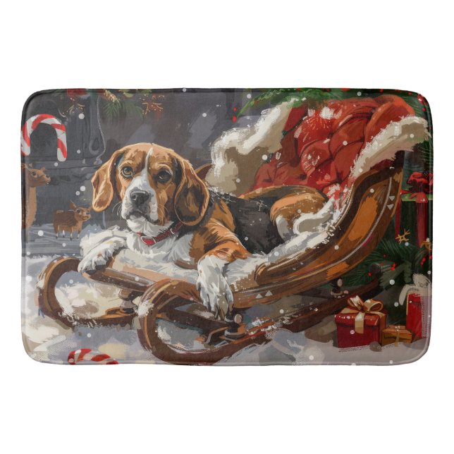 Beagle Hund jul Festive Badrumsmatta (Framsidan)