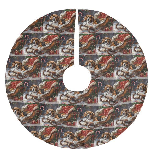 Beagle Hund jul Festive Julgransmatta Borstad Polyester (Framsidan)
