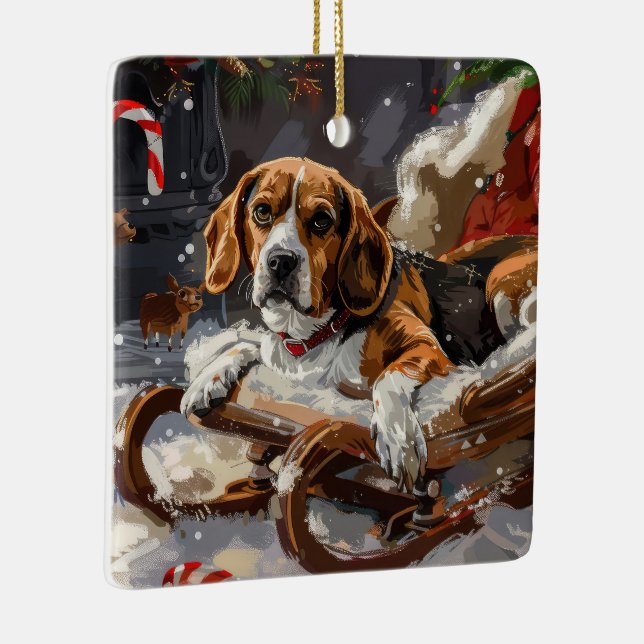 Beagle Hund jul Festive Julgransprydnad Keramik (Höger)