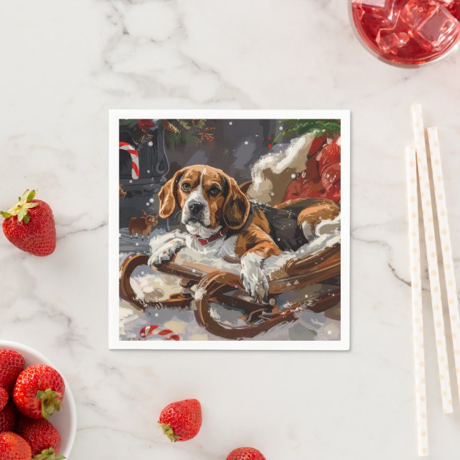 Beagle Hund jul Festive Pappersservett (Insitu)