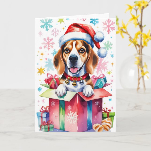 Beagle Hund jul Hälsning Kort (Gul blomma)